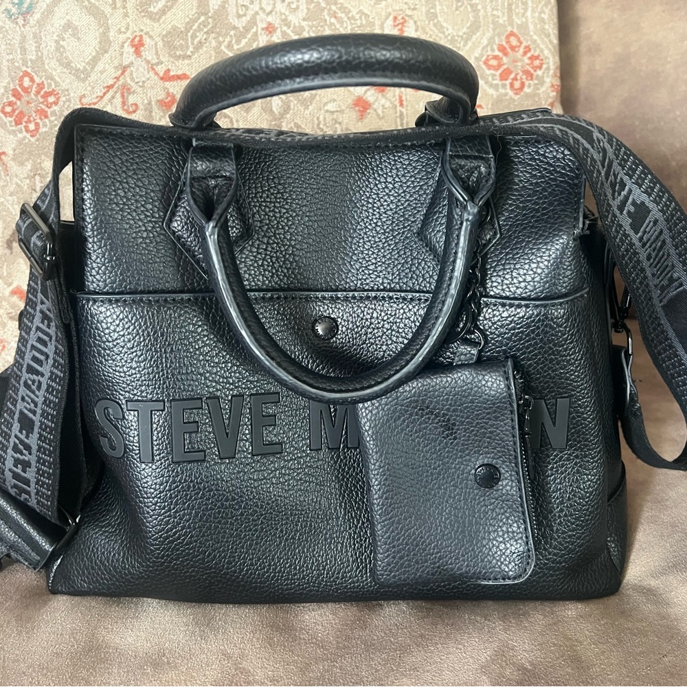 Steve Madden Textured Black Men's Briefcase